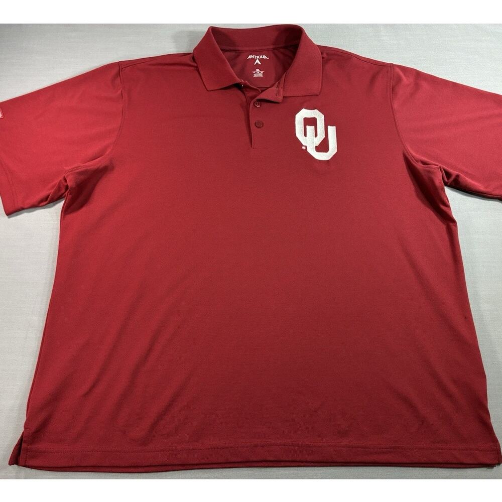 Antigua Oklahoma Sooners OU Polo Shirt Men's XL Red Embroidered Performance Golf